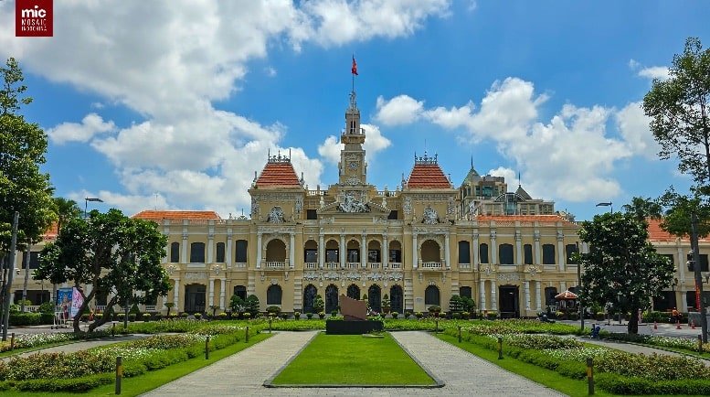 Nguyen Street with French colonial architecture in Ho Chi Minh City