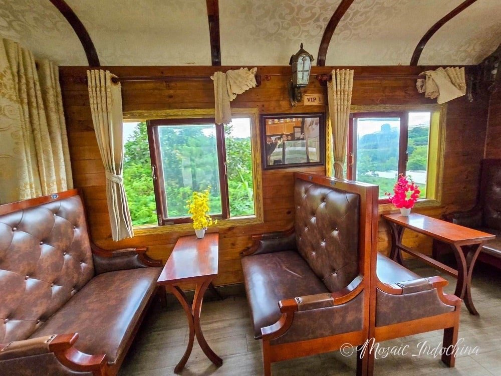 Comfortable sofa seats of Dalat trains offer passengers a great experience.