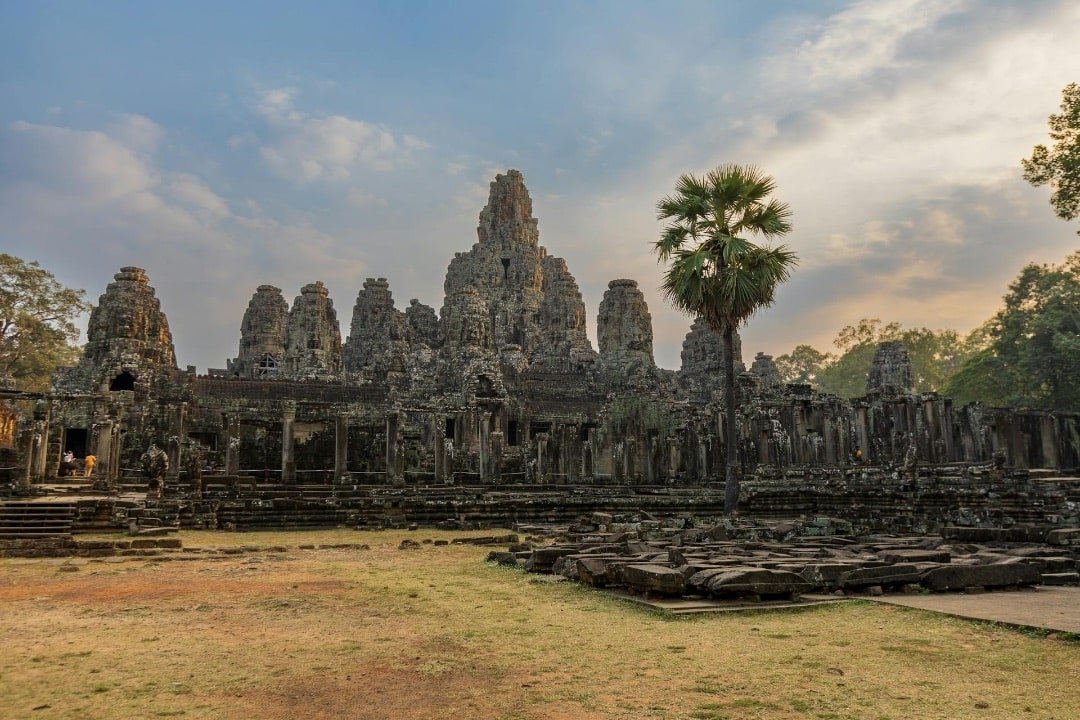 Angkor Wat tour highlight: Bayon Temple with ancient Khmer stone faces, Siem Reap, Cambodia