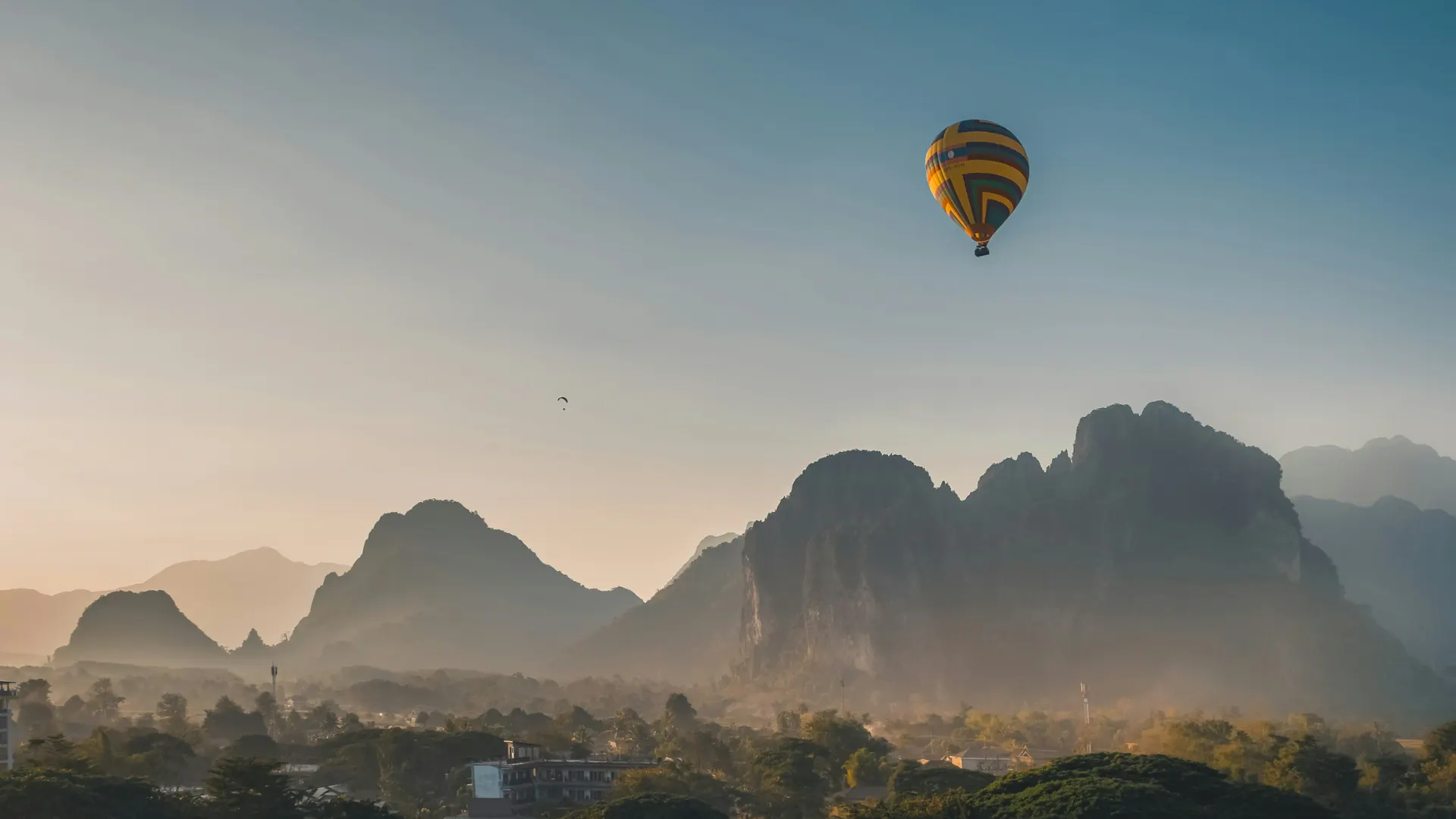 Hot-Air balloon ride in Vang Vieng, a popular tourist destination in Laos