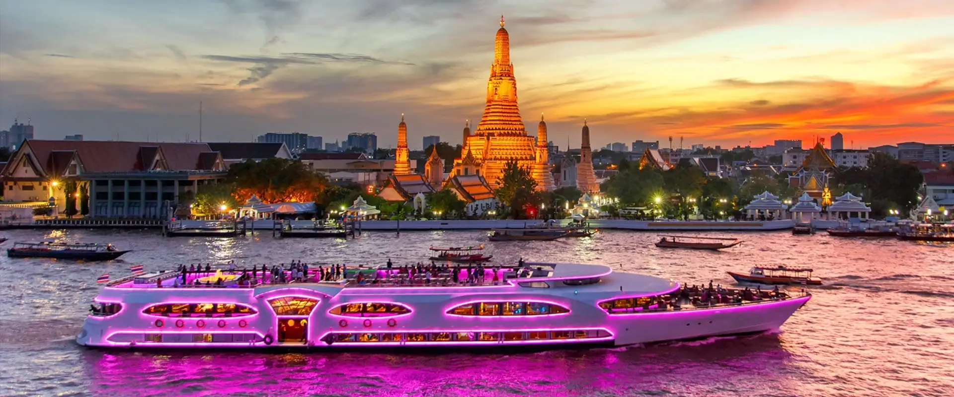A dinner cruise on the Chao Phraya River in Bangkok is a top experience.