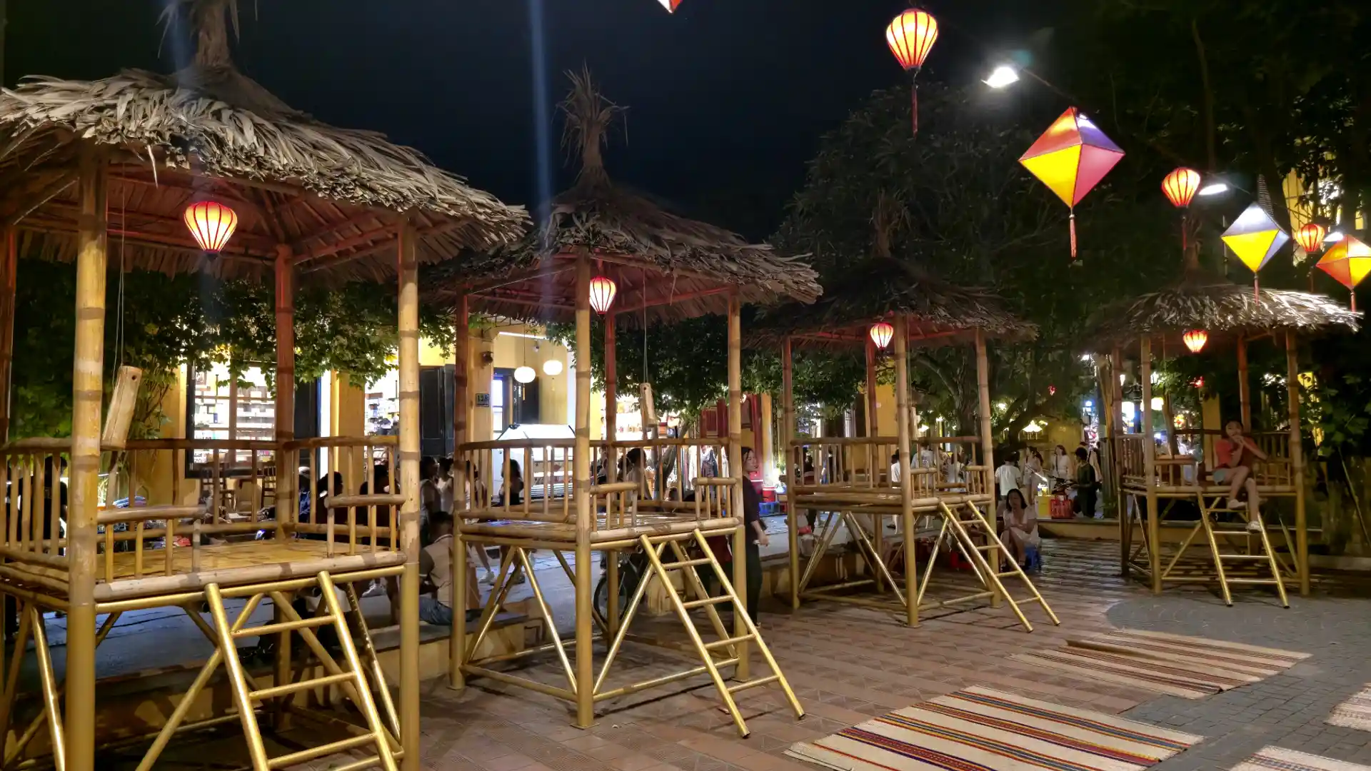 Bamboo huts for audience in Bai Choi opera in Hoi An