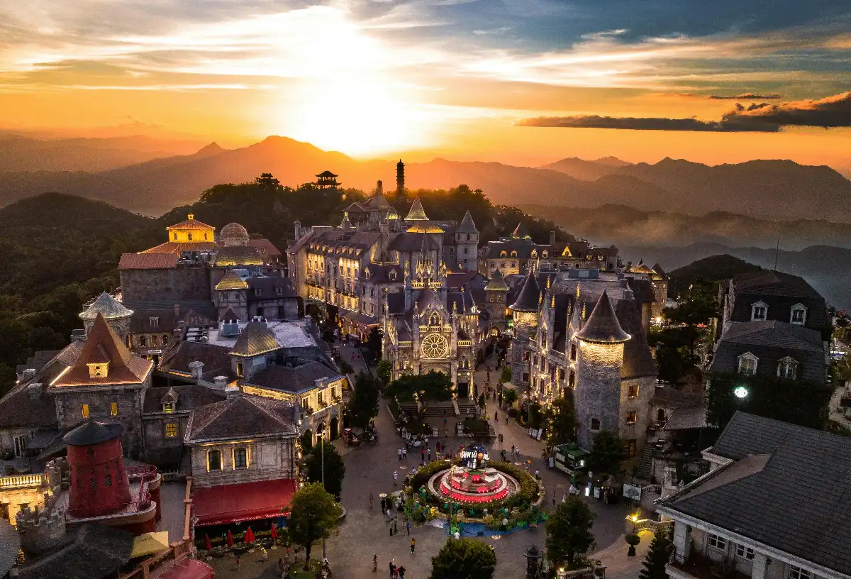 European weather and architecture in Ba Na Hills are tourist attractions in Vietnam.