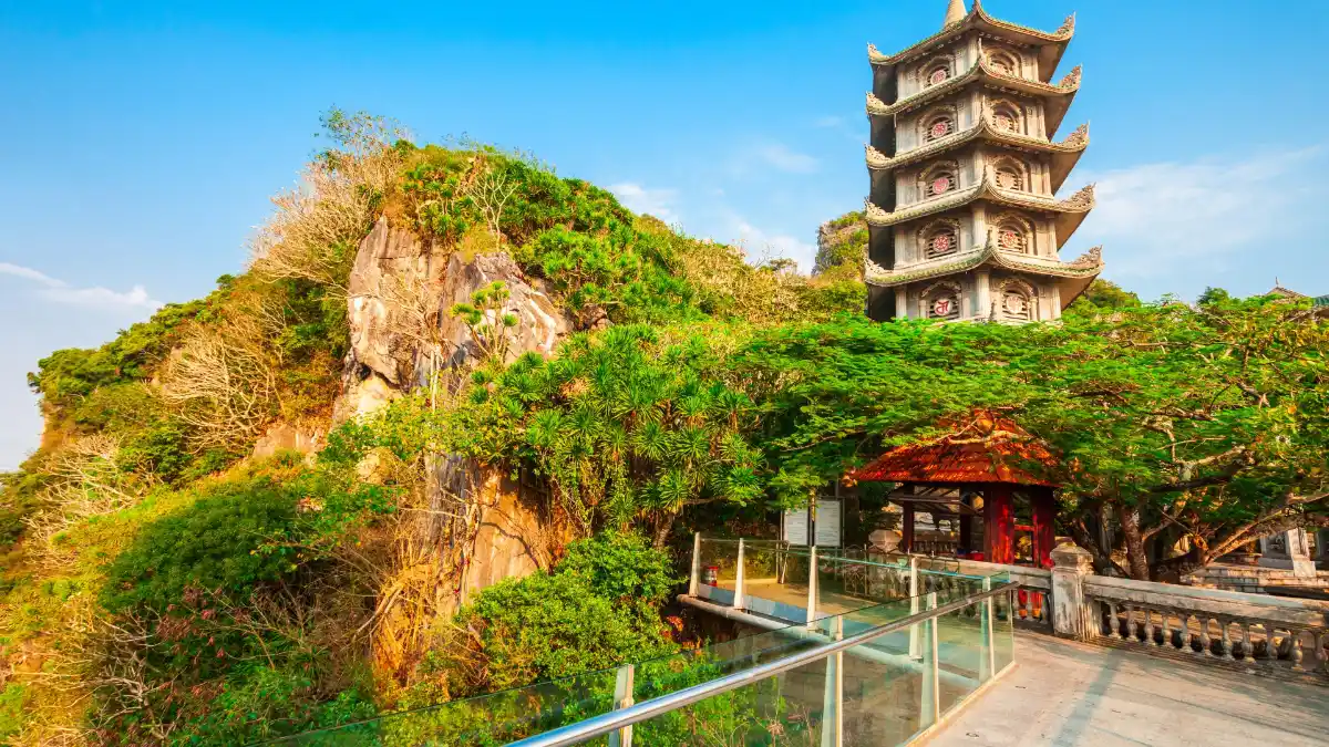 There is elevator service at Marble Mountains, located near Da Nang and Hoi An.