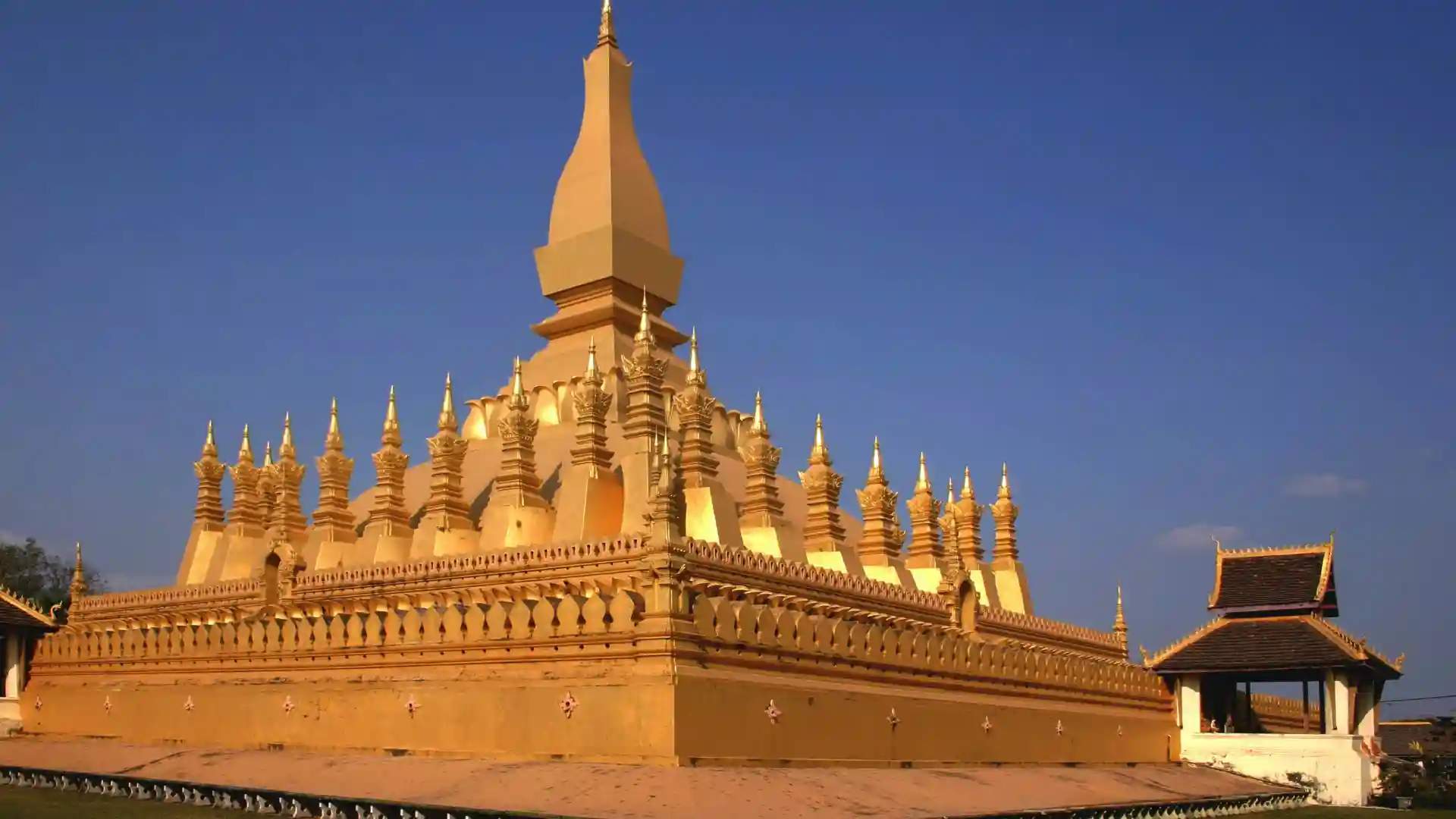 Pha That Luang Buddhist Pagoda in downtown Vientiane, Laos