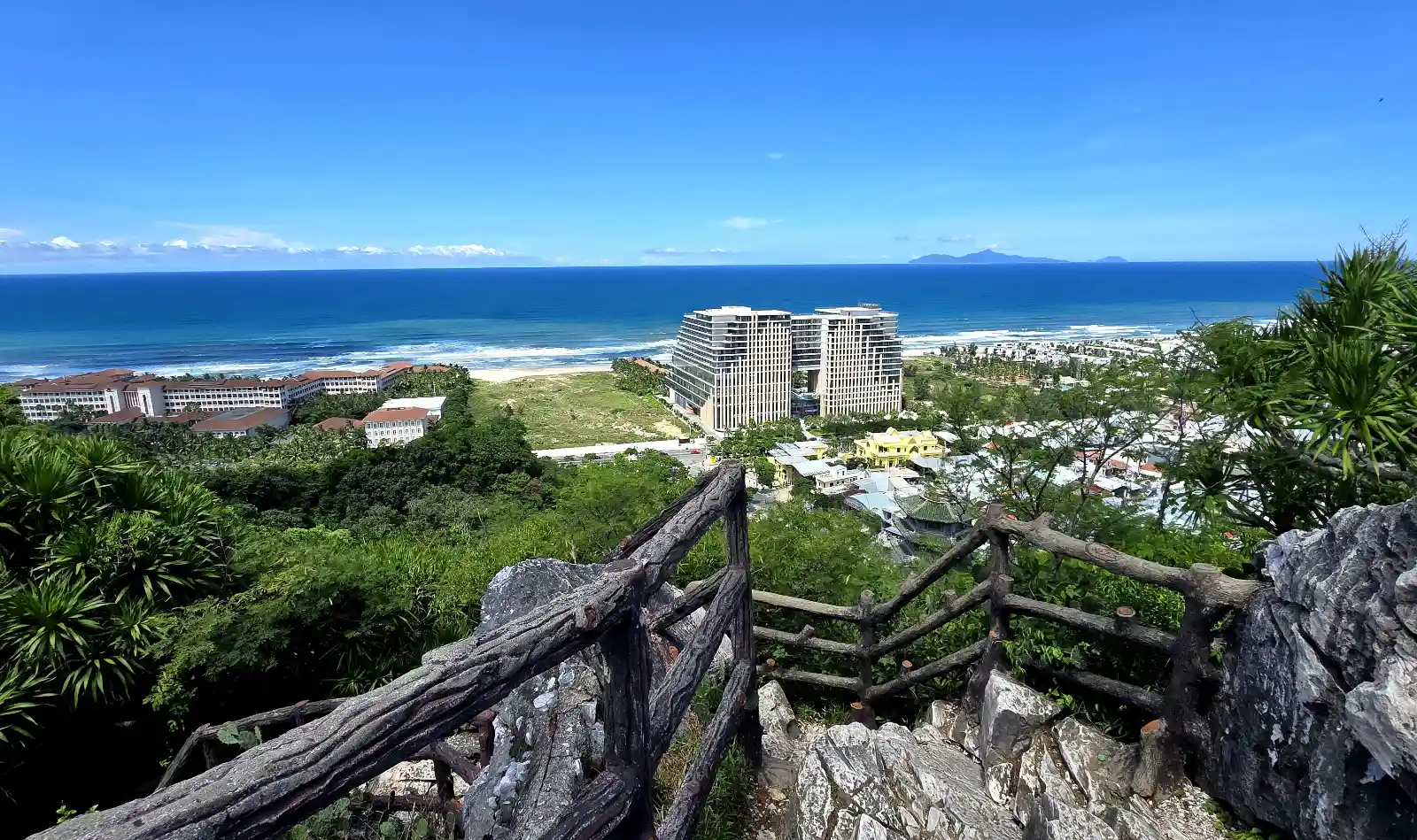 South China Sea and the beach seen from the top of Marble Mountains near Da Nang and Hoi An